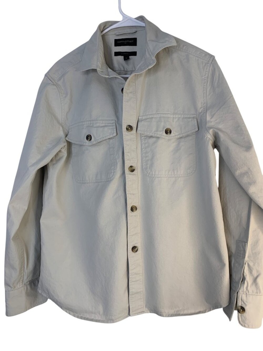 Banana Republic Mens Beige Utility Denim Shirt Small Shacket Thick Heavy